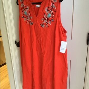 Croft & Barrow Vibrant Orange Embroidered Dress